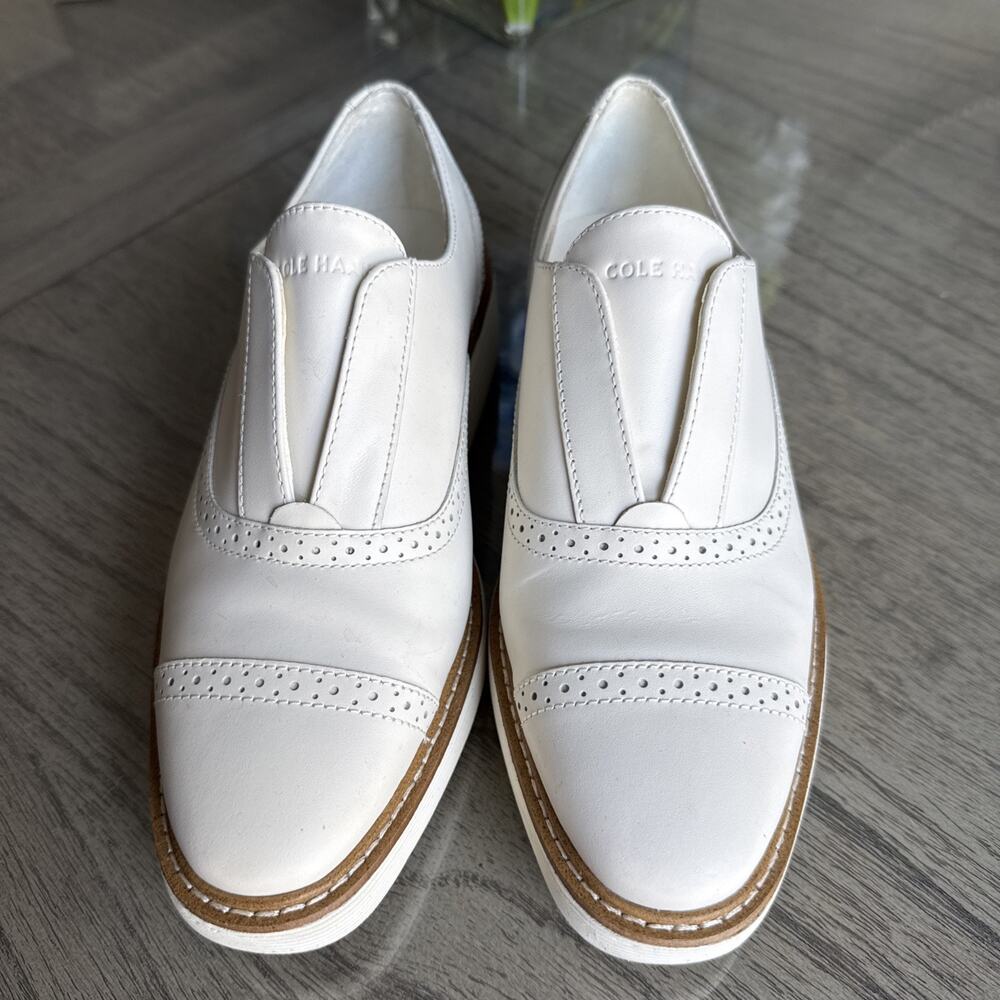 Cole Haan ØriginalGrand Platform Laceless Oxford Ivory Leather Women’s Size 6